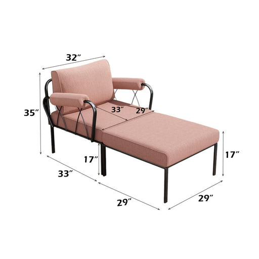 Rajni - Patio Ottoman - Pink Fabric & Black ACME