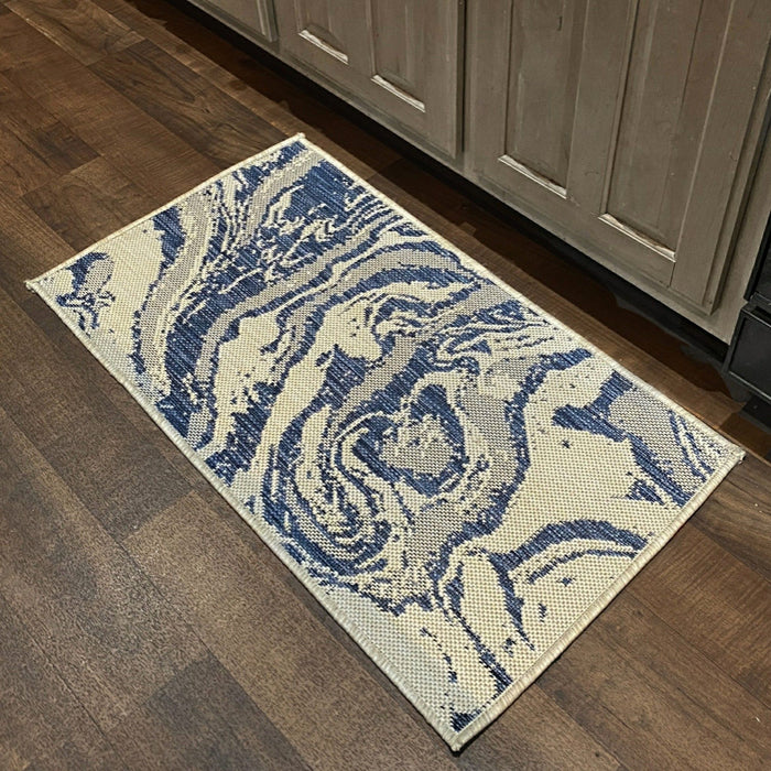 2' X 3' Indoor & Outdoor Area Rug - Blue / Gray