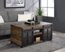 Nineel - Coffee Table - Obscure Glass, Rustic Oak & Black ACME