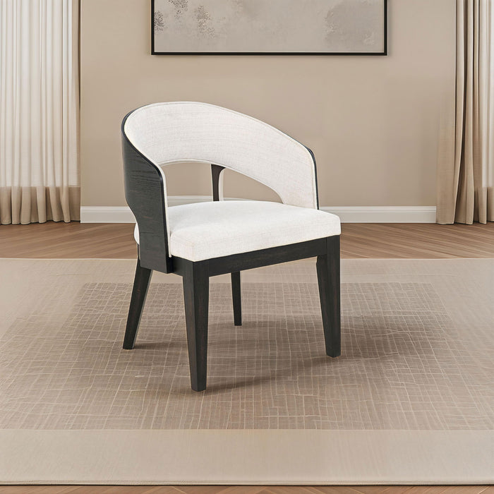 Bangor - Upholstered Dining Arm Chair (Set of 2) - Black / Cream Furniture Max
