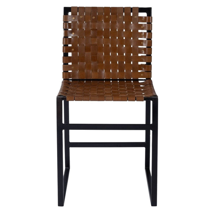 33.25" Faux Leather Side Chair - Brown / Black