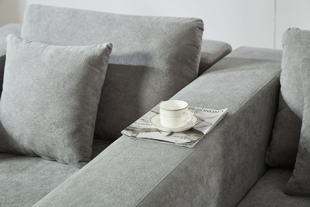 Beige Chenille Compressible Sofa - Gray