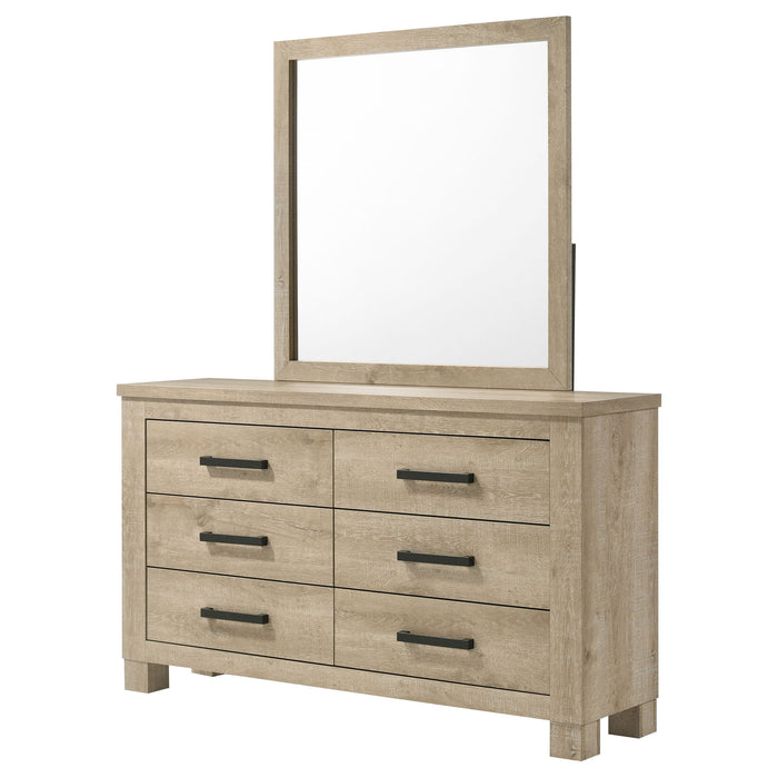 Sansome - 6 Drawer Dresser With Mirror - Oak Furniture Max