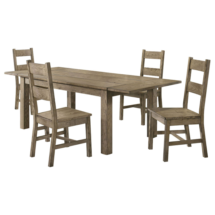 Cressley - 5 Piece Dining Set With Ladder Back Chairs - Light Oak Furniture Max