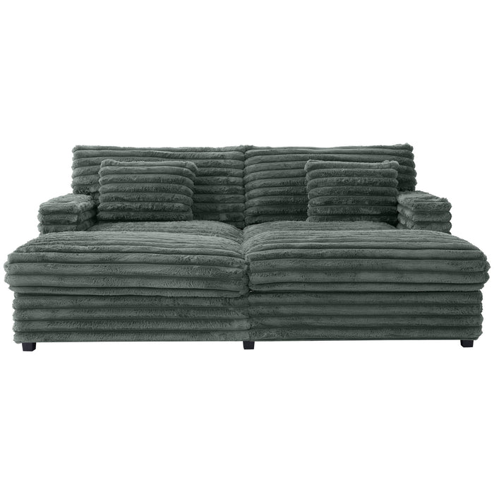 Oversized Double Chaise Lounge Sofa With USB Ports And Cup Holders Hearth and Haven