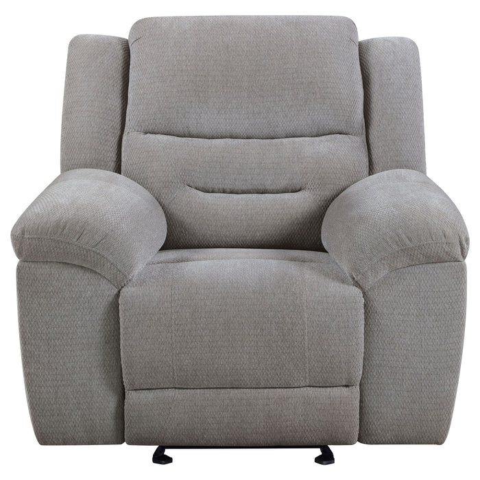 Sebring - Upholstered Glider Recliner Chair With Manual Recline And Smooth Gliding Motion - Gray Furniture Max