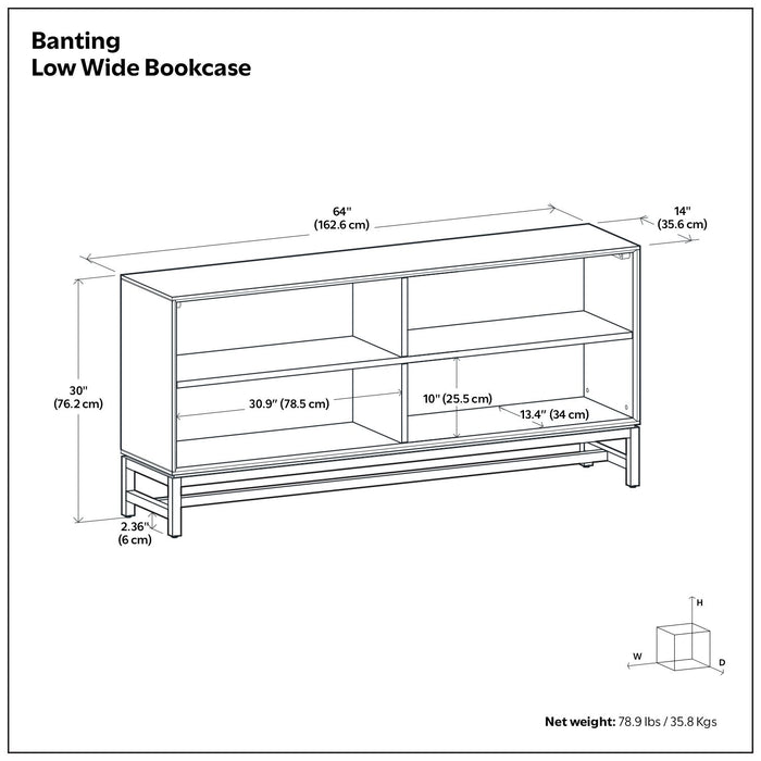 Banting - Low Wide Bookcase - Walnut Brown Simpli-Home