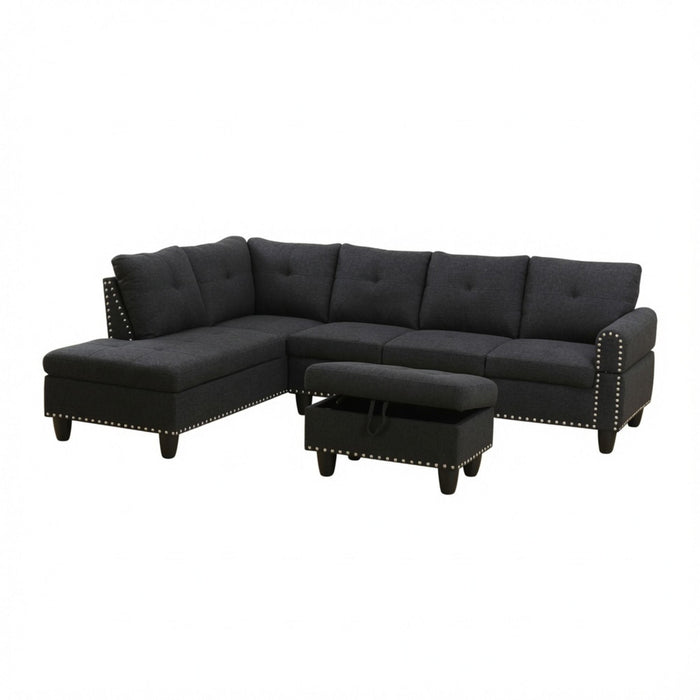 L - Shaped 3 Piece Sectional Sofa With Chaise, Storage Ottoman & Cup Holders Home Essentials