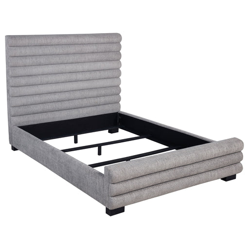 Queen Bed With Textured, And Tufted Headboard - Gray Furniture Max