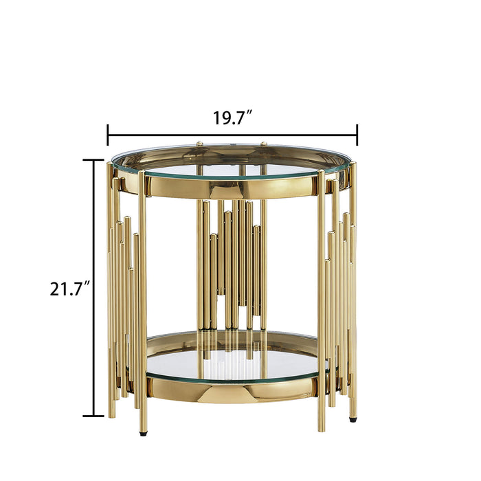 Round Double Tier Table With Flute Shaped Tube Legs Home Essentials