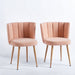 Modern Dining Chair (Set of 2) With Iron Tube Wood Color Legs, Shorthair Cushions And Comfortable Backrest, Suitable For Dining Room, Living Room, Cafe, Simple Structure Home Essentials