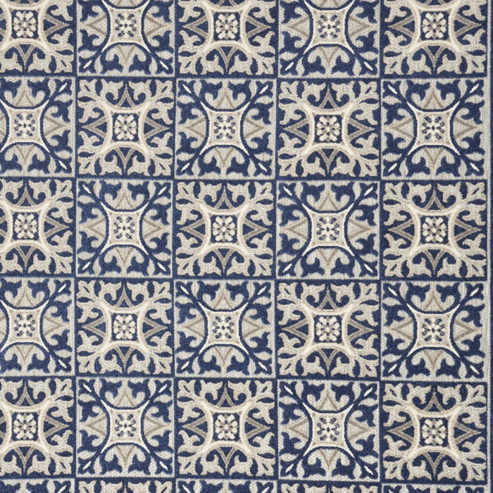 4' X 6' Fleur De Lis Stain Resistant Non Skid Area Rug - Blue