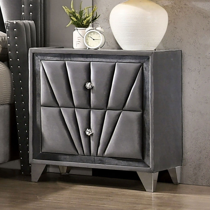 Nightstand, 2 Drawer Upholstered Frame - Gray Home Essentials