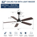 52" Ceiling Fan With LED Light, 6 Speed DC Motor, Remote Control - Matte Black Daily Nest
