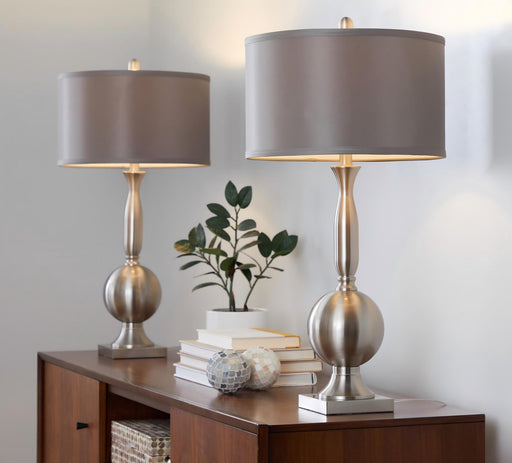 Joan - Contemporary Table Lamp (Set of 2) - Nickel / Gray Satin Lumi Source