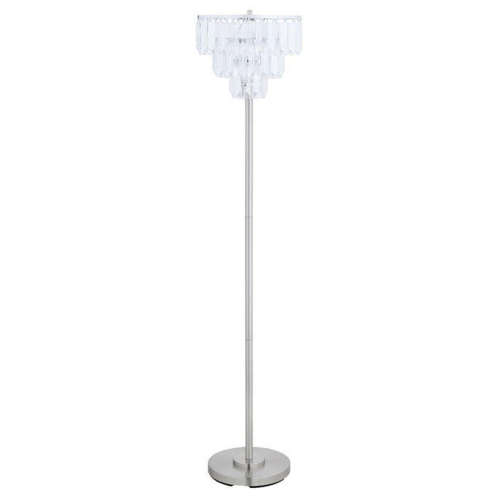 Base Floor Lamp With Crystal Shade - Silver Furniture Max