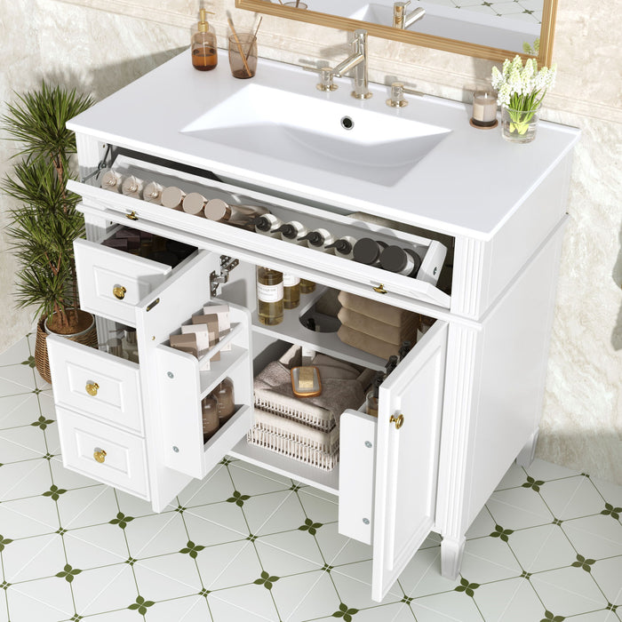 Bathroom Vanity With Sink, 3 Drawers & 2 Soft-Close Doors Hearth and Haven