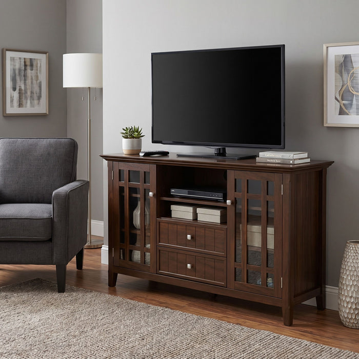 Bedford - Tall TV Media Stand - Dark Tobacco Brown Simpli-Home