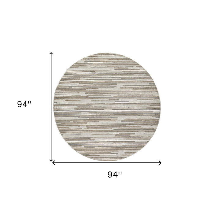 8' Round Round Abstract Stain Resistant Indoor / Outdoor Area Rug - Gray