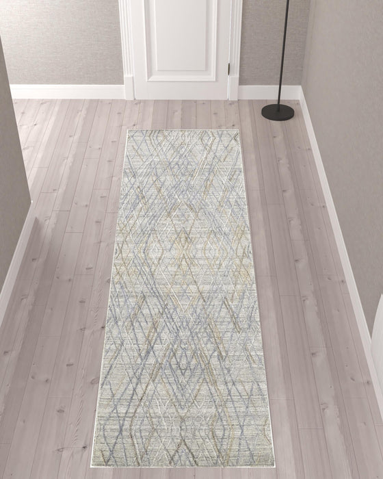 Abstract Woven Hand Runner Rug - Gray And Blue - 10'