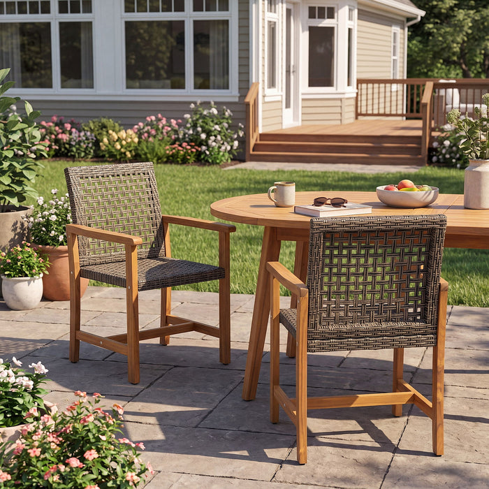 Outdoor Dining Chairs (Set of 2) - Mocha / Teak Noble House