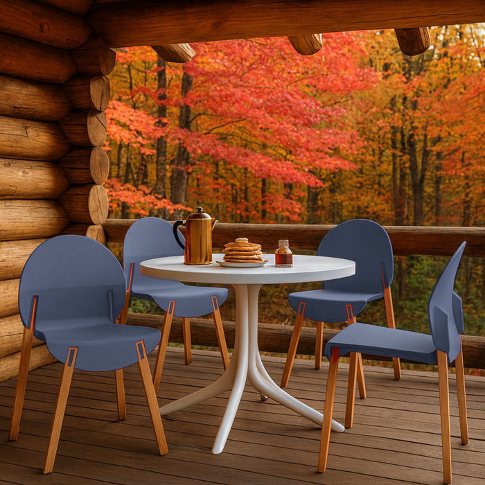4 Piece Set Of Single Chairs, Traditional Elements With Round Table Home Essentials