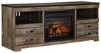 Trinell - 63" TV Stand With Glass/Stone Fireplace Insert - Brown Signature Design by Ashley®