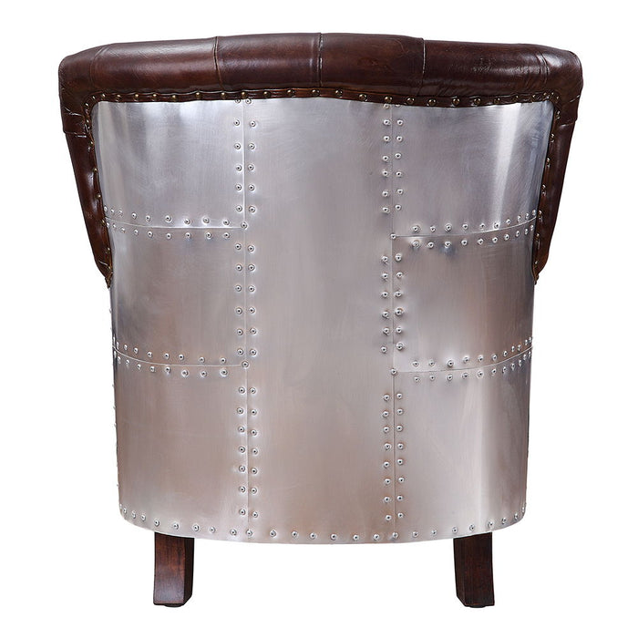 Brancaster - Accent Chair - Vintage Brown & Aluminum ACME