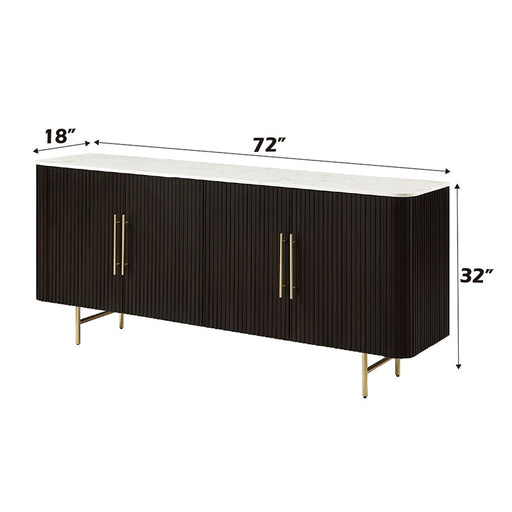 Clayten - Server - White Natural Marble Top & Espresso ACME