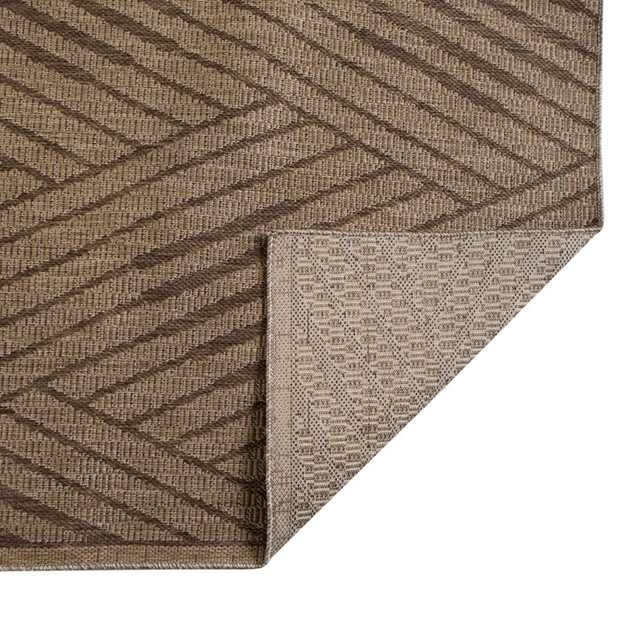 8' Runner Geometric Stain Resistant Indoor / Outdoor Runner Rug - Beige