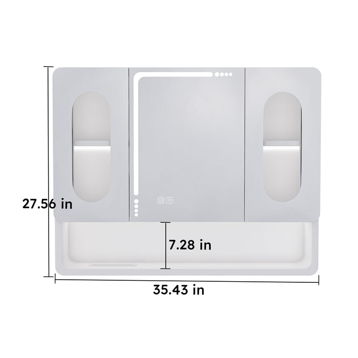Wall Mounted Bathroom Mirror Cabinet With LED Lights, Anti Fog & Explosion Proof, Touch Control Medicine Cabinet, 3 Color Lighting - White Home Essentials