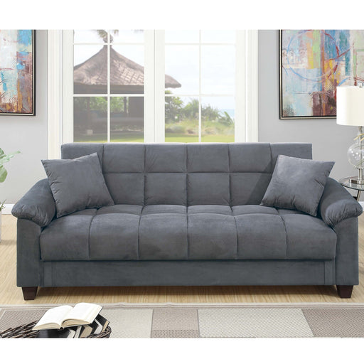 Adjustable Sofa With Hidden Storage And USB Port, Plush Cube Pattern Couch With Pillows - Gray Home Essentials