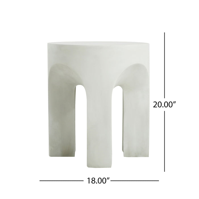 Outdoor Round Top Side Table / End Table, Living Room Accent Table - Antique White Noble House