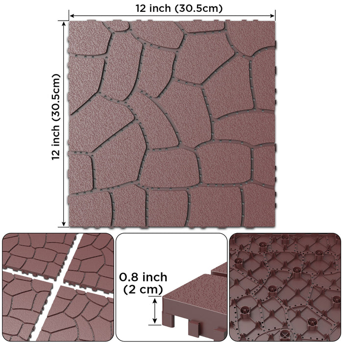 Stone Texture Interlocking Patio Deck Tiles, 44 Pieces Daily Nest