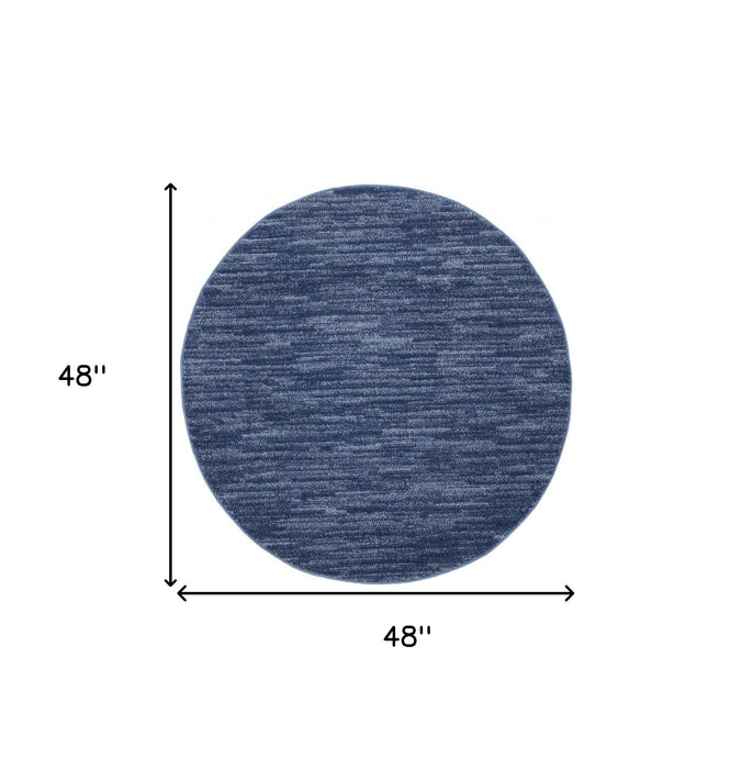 4' Round Non Skid Indoor / Outdoor Area Rug - Blue