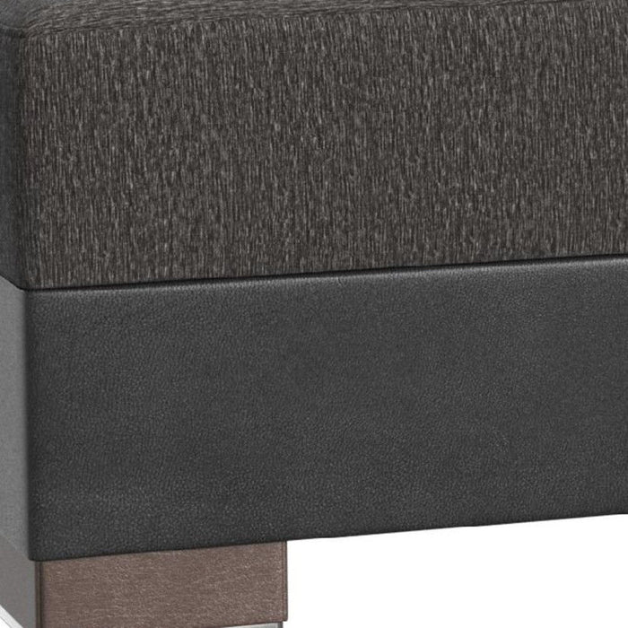 Chenille Tufted Storage Ottoman - Gray / Brown