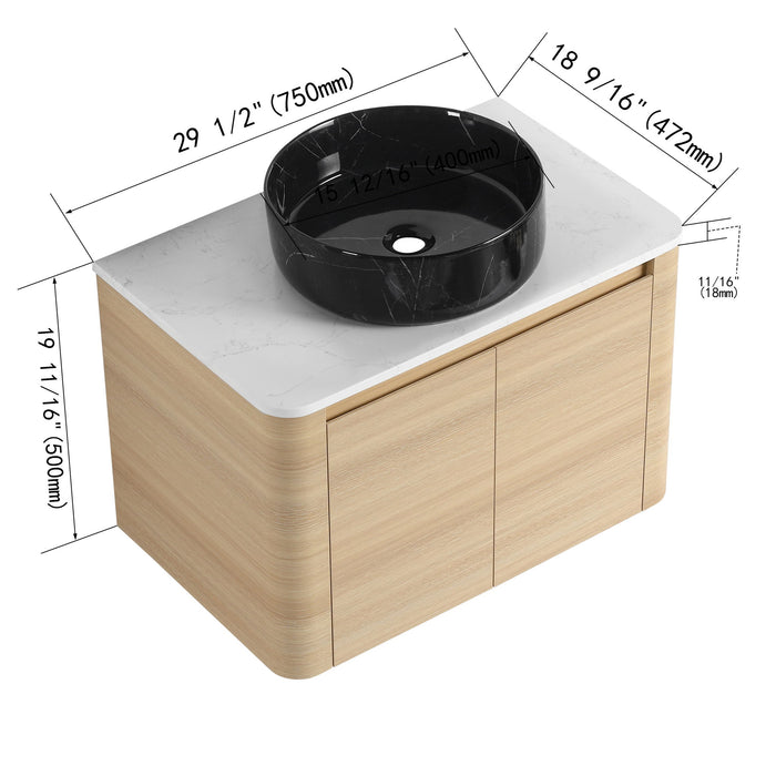 Mounted Bathroom Vanity & Art Sink & 2 Soft Close Doors Home Essentials