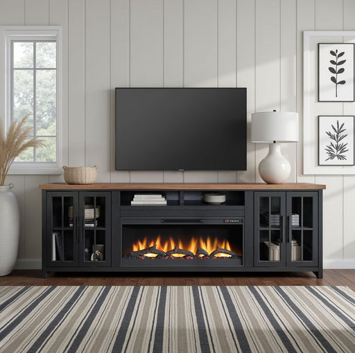 Fireplace TV Stand Console For TVs Up To 100" - Black / Whiskey Home Essentials