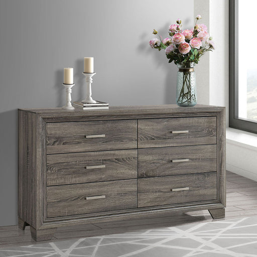Funston - 6 Drawer Dresser Cabinet - Brown Oak Furniture Max