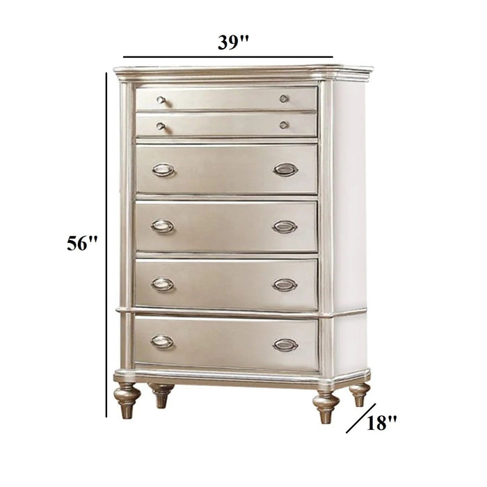 Bedroom Furniture Chest Of Drawers, 5 Drawer Storage - Champagne / Silver / Gray Home Essentials
