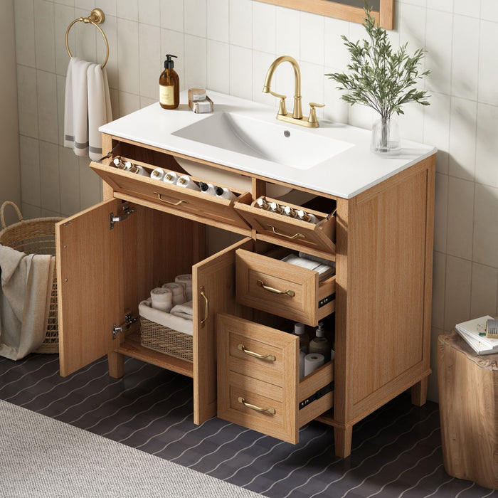 Bathroom Vanity With Sink, Soft Close Doors & Drawers - Wood Noble House