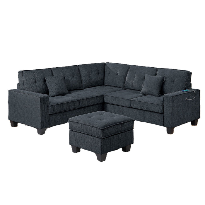 Sectional Set With Corner Wedge Ottoman USB Port Home Essentials