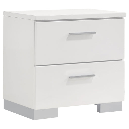 Dulcey - 2 Drawer Nightstand - Gloss White Furniture Max