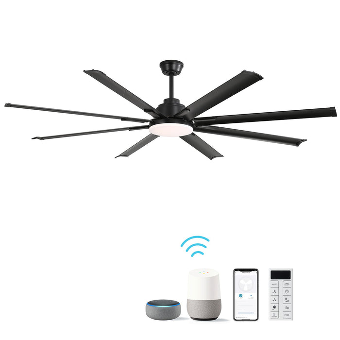 72" Large Design Ceiling Fan With Smart Remote Control, 6 Wind Speed DC Motor For Living Room - Black Daily Nest
