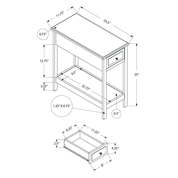 Accent End Table, 2 Tier, Storage Drawer, Transitional - Walnut 8th Street