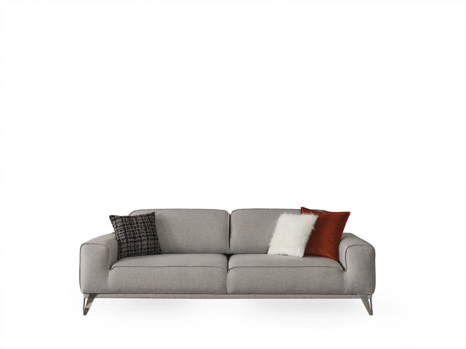 Linen Sleeper Sofa And Toss Pillows With Silver Legs - Linen