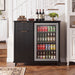 Fluted Coffee Bar Cabinet With Mini Fridge Space & Charging Station Home Essentials