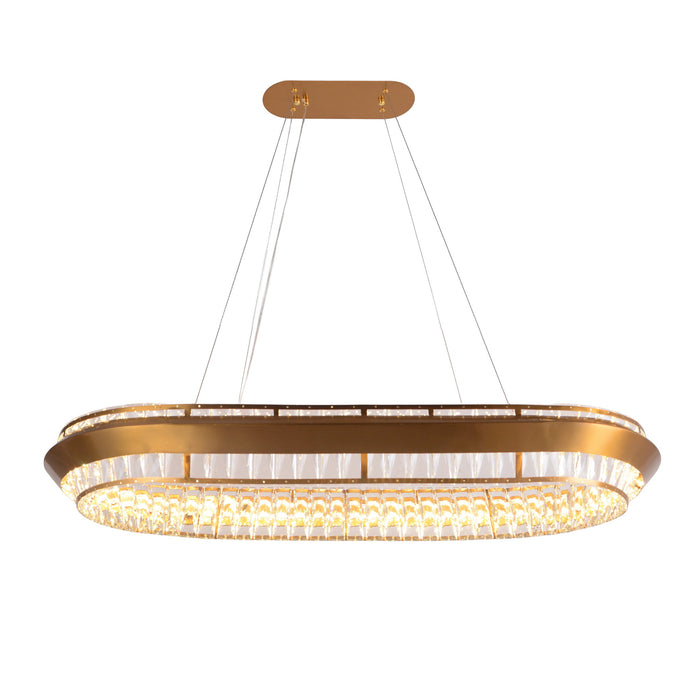 Michael Amini Lighting - Base Camp Oval Crystal LED Chandelier - Gold Michael Amini