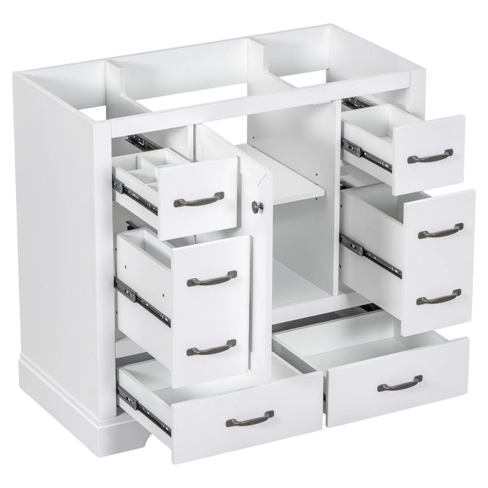 Modern Bathroom Vanity Base Only, 6 Drawer Storage With Adjustable Shelf Hearth and Haven