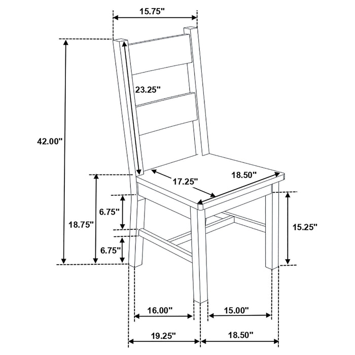 Ladder Back Dining Chairs With Straight Seat (Set of 2) - Brown Furniture Max